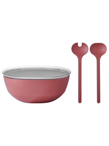 Mepal Servierschale mit Deckel & Salatbesteck Silueta in 5000 ml in Vivid Mauve