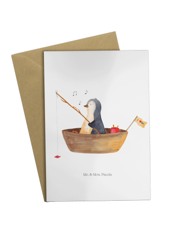 Mr. & Mrs. Panda valentinstagskarte Pinguin Angelboot ohne Spruch in Weiß