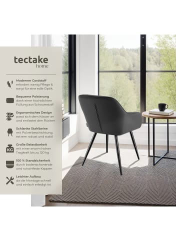 tectake Küchenstuhl gepolstert, in Cordoptik, 58 x 62 x 82 cm