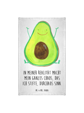Mr. & Mrs. Panda Gästehandtuch Avocado Glücklich mit Spruch in Weiß