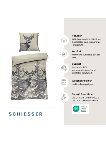 Schiesser Feinbiber-Bettwäsche-Set Holi in Grau