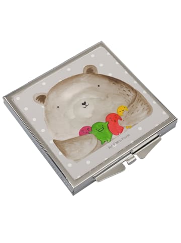 Mr. & Mrs. Panda Handtaschenspiegel quadratisch Bär Gefühl ohne ... in Grau Pastell