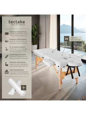 tectake 2 Zonen Massageliege-Set Suman 187 x 59 x 65,50 cm, weiß