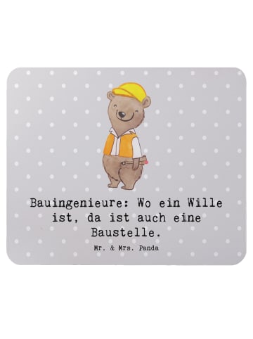 Mr. & Mrs. Panda Mauspad Bauingenieur Wille mit Spruch in Grau Pastell