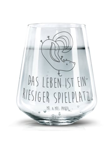 Mr. & Mrs. Panda Gravur Glas Stinktier Handstand mit Spruch in Transparent