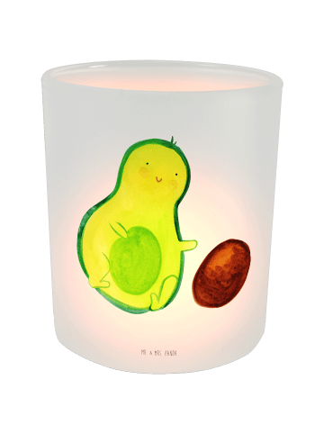 Mr. & Mrs. Panda Glas Windlicht Avocado Kern rollt ohne Spruch in Transparent