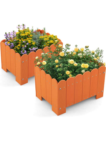 COSTWAY Pflanzkübel 2er Set HDPE 45x32x30cm in Orange