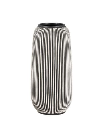 House Nordic Vase Schwarz Weiß Streifen 9,5x20 cm