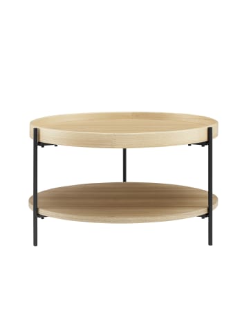 SalesFever Couchtisch Ø 69 cm mit Metallgestell matt und 2 Ablageflächen in Natur
