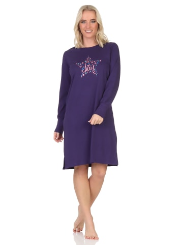 NORMANN langarm Nachthemd Bündchen Herz - 87554 in flieder