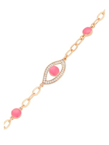 faina Women Chain Link Bracelet With Evil Eye Motif in Rose Gold Pink