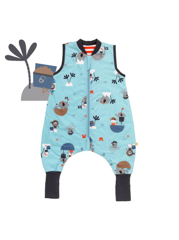 Schlummersack Schlafsack mit Füßen und umklappbaren Bündchen 1.0 TOG in Hellblau-Rot