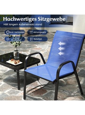 COSTWAY 4 tlg. Patio Metallstuhl Set in Blau