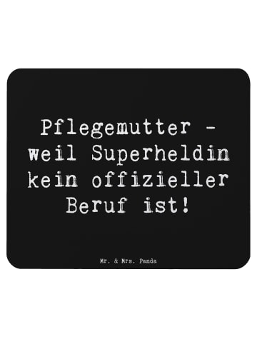 Mr. & Mrs. Panda Mauspad Pflegemutter Superheldin mit Spruch in Schwarz