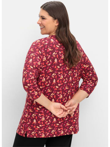 sheego Rundhalsshirt in weinrot-gemustert