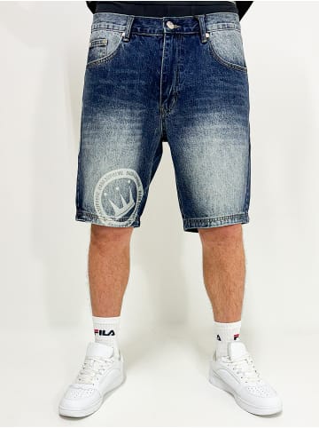 DADA Bermuda Jeans Shorts Loose Fit mit Coin Crown Print in Blau