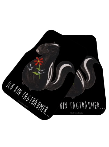 Mr. & Mrs. Panda Autoteppich Stinktier Blume mit Spruch in Schwarz