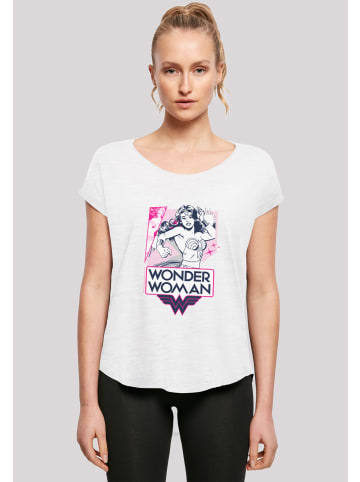 F4NT4STIC Long Cut T-Shirt DC Comics Wonder Woman Pink Action' in weiß