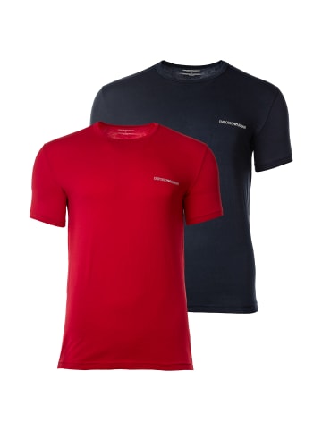 Emporio Armani T-Shirt 2er Pack in Marine/Rot