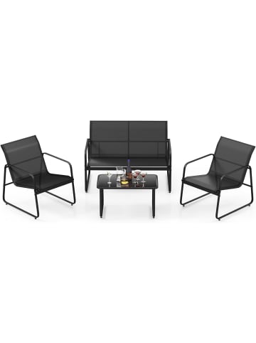 COSTWAY 4 tlg. Gartenmöbel Set in Schwarz