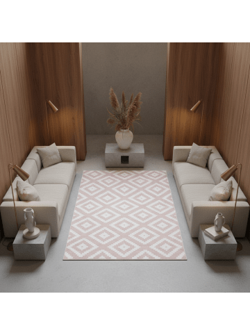 KADIMA DESIGN Teppich Kurzflor Waschbar Geometrisch INN Strapazierfähig OEKO-TEX in Pink
