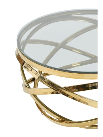 SalesFever Couchtisch modern Ø 80 cm Glasplatte Klar und Edelstahlgestell in Goldfarben