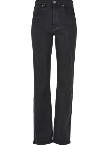Urban Classics Urban Classics Damen Ladies Highwaist Straight Slit Denim Pants in black washed