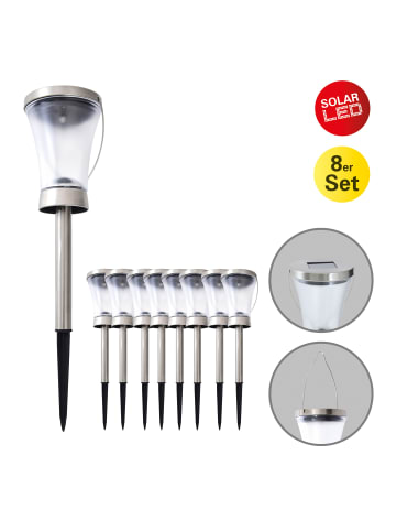 näve LED Solarleuchte "VERONICA" in stahl-blank - (L)9 cm x (B)9 cm x (H)39.5 cm