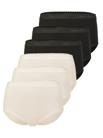 Nina von C. 6er Pack Damen Taillenslip in schwarz-champagner