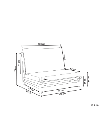 Beliani Gartenstuhl TODI in Heller Holzfarbton/Weiß - (W) 102 x (H) 74 x (L) 85 cm