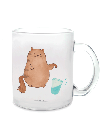 Mr. & Mrs. Panda Glas Katze Wasserglas ohne Spruch in Transparent