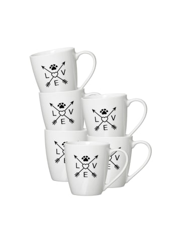 Ritzenhoff & Breker 6er Set Kaffeebecher Mika Love 360 ml weiß in weiß