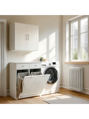 SoBuy Wäschekorb-Schrank in Mattweiß - (W) 38 x (H) 90 x (L) 78 cm