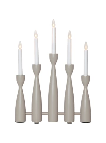 STAR Trading Kerzenleuchter ,Midja, LED, 5-armig, Holz, grau-braun