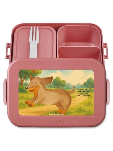 Mr. & Mrs. Panda Bentobox Hund Dackel Design mit Spruch in Rot Pastell