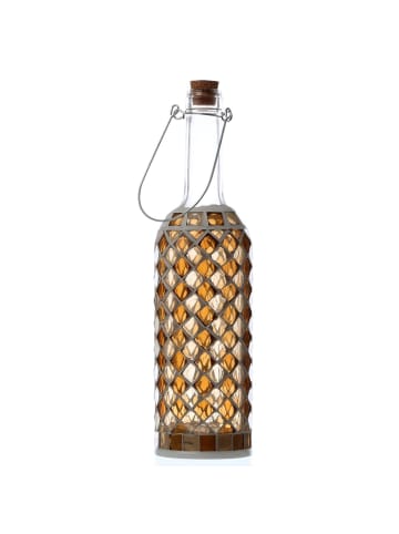 MARELIDA LED Flasche mit Mosaiksteinen H: 29,5cm in braun