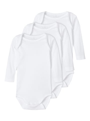 name it langarm Baby Bodys im 3er Pack einfarbig in Weiß