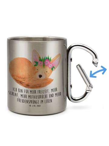Mr. & Mrs. Panda Thermobecher Wüstenfuchs Blumen mit Spruch in Silber