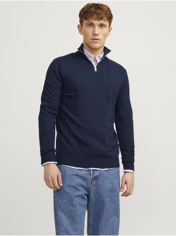Jack & Jones Strickjacke mit Viertelreißverschluss in Navy Blazer
