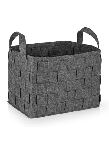 N8WERK Aufbewahrungskorb Filz 40cm dunkelgrau mit Henkel grau