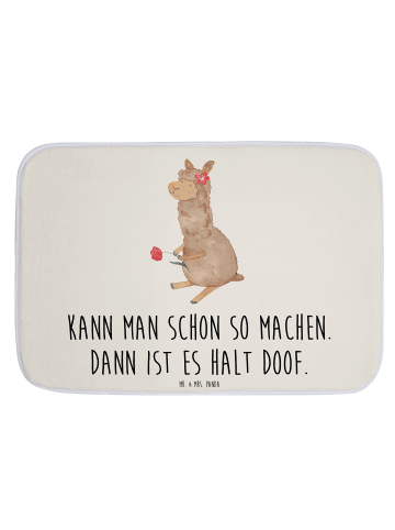 Mr. & Mrs. Panda Badematte Alpaka Blume mit Spruch in Weiß