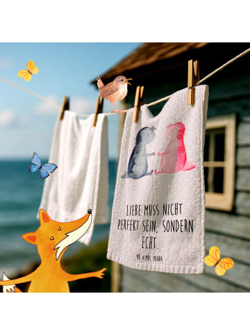 Mr. & Mrs. Panda Mini-Handtuch Axolotl Liebe mit Spruch in Grau Pastell