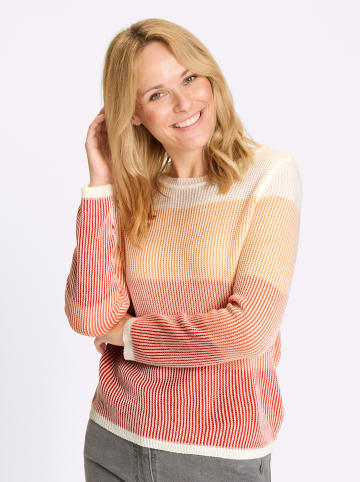 Sieh an! Rundhals-Pullover in terra-papaya-gemustert