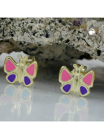 Gallay Ohrstecker Ohrring 7x8mm Schmetterling pink-lila 9Kt GOLD in gold