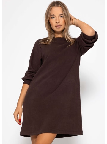 SASSYCLASSY Sweatkleid mit Stehkragen in Braun