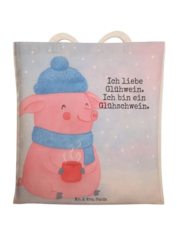 Mr. & Mrs. Panda Tasche Schwein Glühwein Design mit Spruch in Weiß