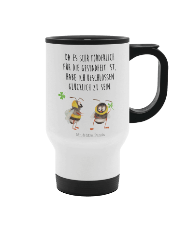 Mr. & Mrs. Panda Thermobecher Hummeln Kleeblatt mit Spruch in Weiß