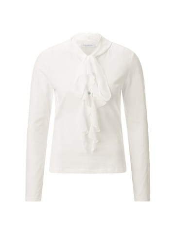Rich & Royal Langarmshirt mit Rüschenkragen in Pearl White