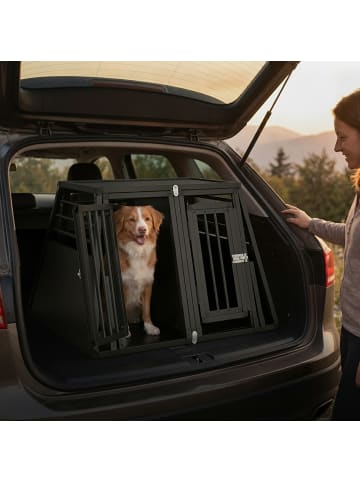 relaxdays Auto-Hundebox in Schwarz - (B)90 x (H)64 x (T)82 cm