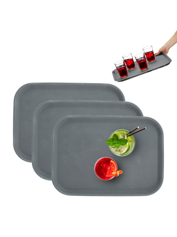 relaxdays 3 x Serviertablett in Grau - (B)35 x (T)25 cm